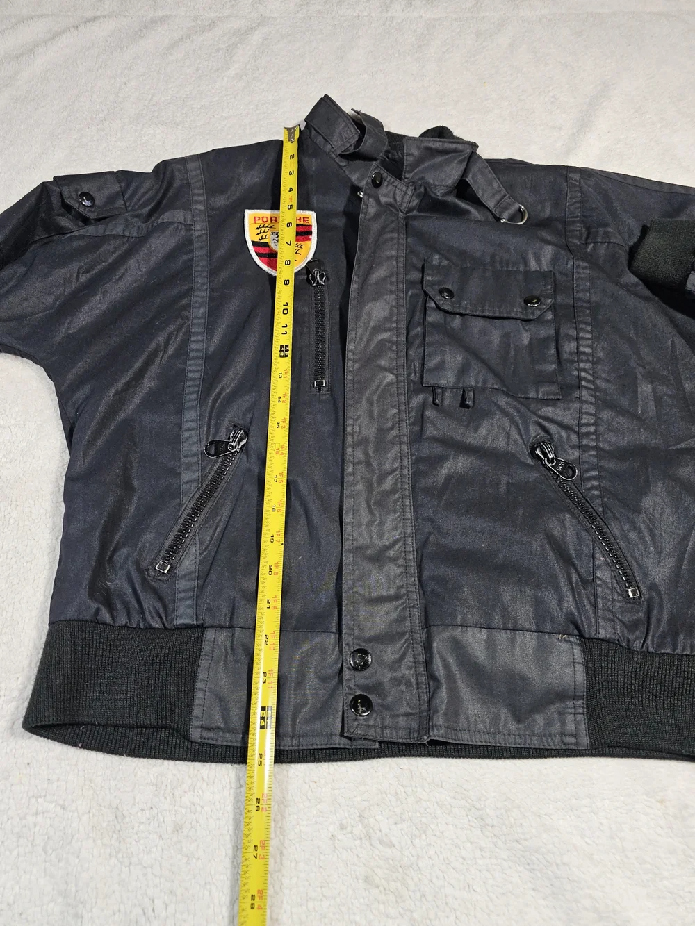 PORSCHE Vintage Black Men's Bomber Jacket with Crest.